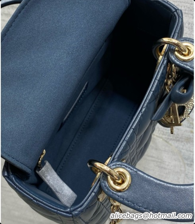 Reasonable Price Dior Mini Lady Dior Bag in Cannage Lambskin with Bow D090260 Dark Blue 2026