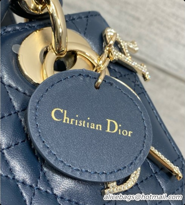 Reasonable Price Dior Mini Lady Dior Bag in Cannage Lambskin with Bow D090260 Dark Blue 2026