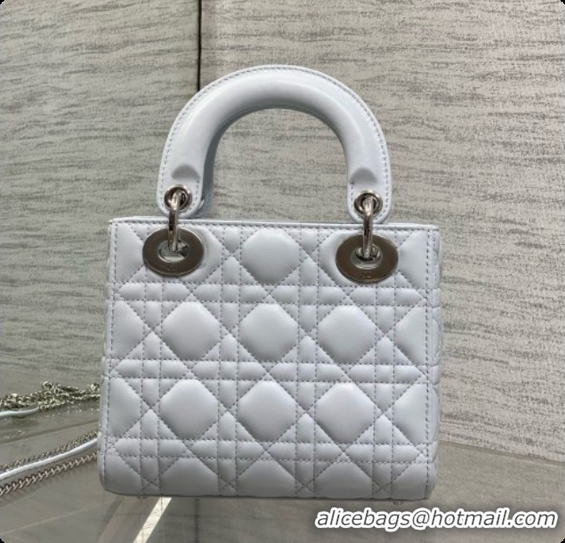 New Style Dior Mini Lady Dior Bag in Cannage Lambskin with Bow D090261 Light Blue 2026