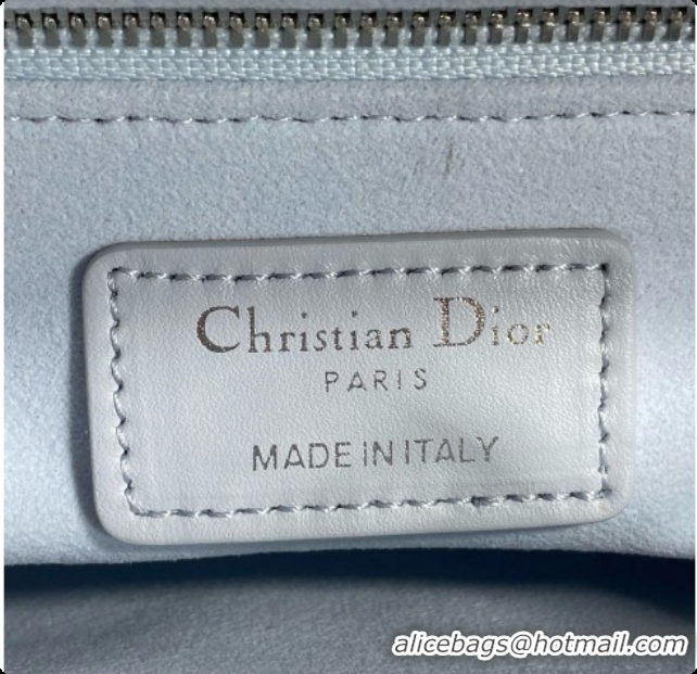New Style Dior Mini Lady Dior Bag in Cannage Lambskin with Bow D090261 Light Blue 2026