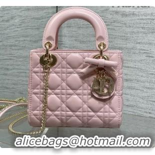 Buy Duplicate Dior Mini Lady Dior Bag in Cannage Lambskin with Bow D090262 Pink 2026