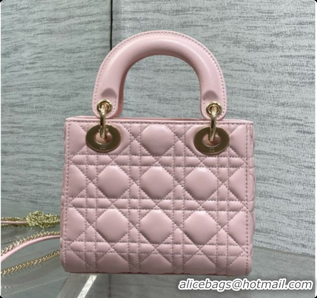 Buy Duplicate Dior Mini Lady Dior Bag in Cannage Lambskin with Bow D090262 Pink 2026