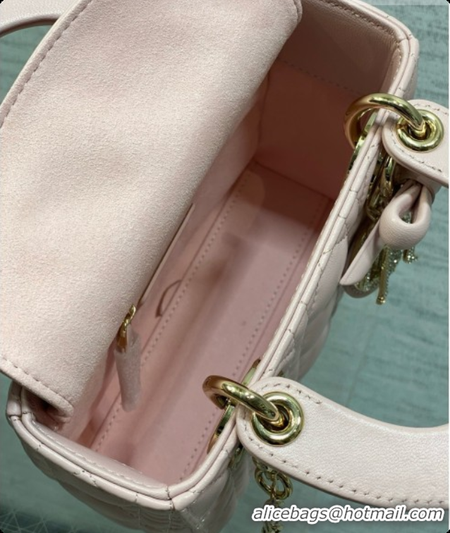 Buy Duplicate Dior Mini Lady Dior Bag in Cannage Lambskin with Bow D090262 Pink 2026