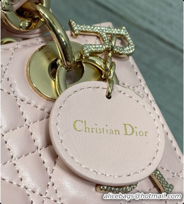 Buy Duplicate Dior Mini Lady Dior Bag in Cannage Lambskin with Bow D090262 Pink 2026