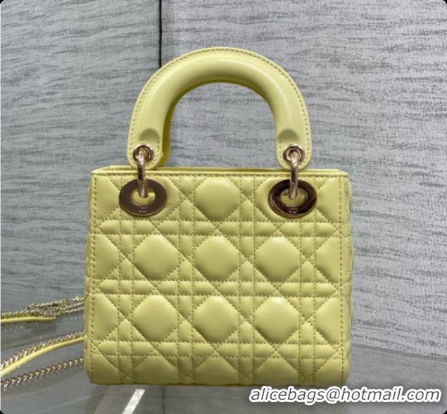 Low Price Dior Mini Lady Dior Bag in Cannage Lambskin with Bow D090263 Yellow 2026