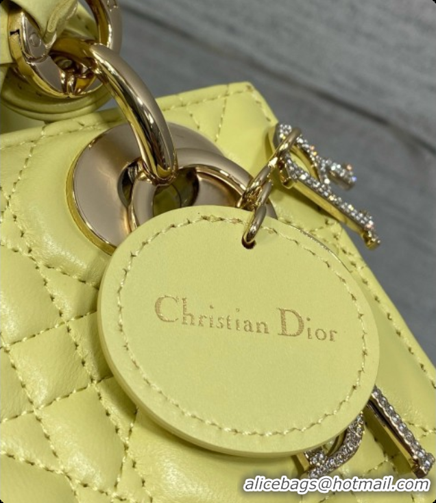 Low Price Dior Mini Lady Dior Bag in Cannage Lambskin with Bow D090263 Yellow 2026