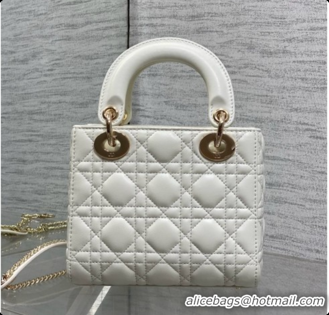 Buy Duplicate Dior Mini Lady Dior Bag in Cannage Lambskin with Bow D090264 White 2026