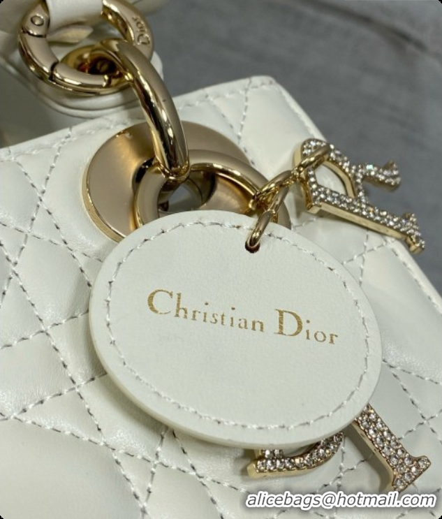 Buy Duplicate Dior Mini Lady Dior Bag in Cannage Lambskin with Bow D090264 White 2026