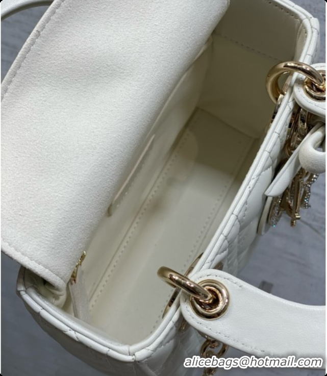 Buy Duplicate Dior Mini Lady Dior Bag in Cannage Lambskin with Bow D090264 White 2026