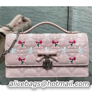 Grade Dior Dioramour My Dior Mini Bag in Pink Cannage Lambskin with Doves & Roses Motif Embroidery D090302 2026