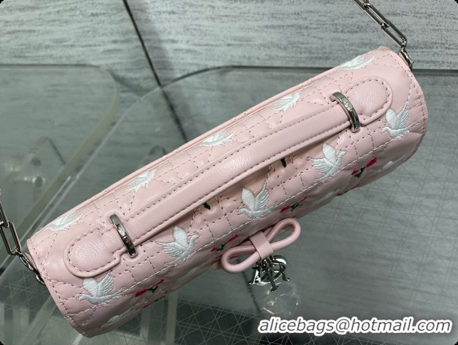 Grade Dior Dioramour My Dior Mini Bag in Pink Cannage Lambskin with Doves & Roses Motif Embroidery D090302 2026