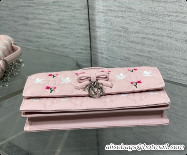 Grade Dior Dioramour My Dior Mini Bag in Pink Cannage Lambskin with Doves & Roses Motif Embroidery D090302 2026