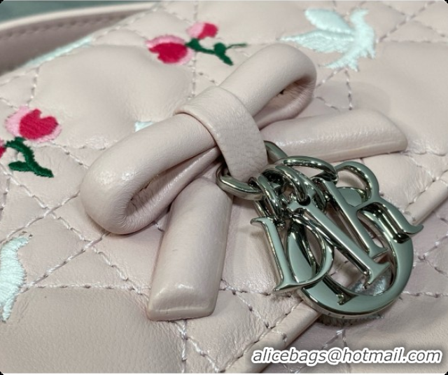 Grade Dior Dioramour My Dior Mini Bag in Pink Cannage Lambskin with Doves & Roses Motif Embroidery D090302 2026