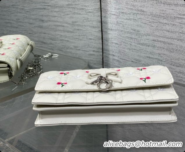 Buy Cheap Dior Dioramour My Dior Mini Bag in White Cannage Lambskin with Doves & Roses Motif Embroidery D090303 2026