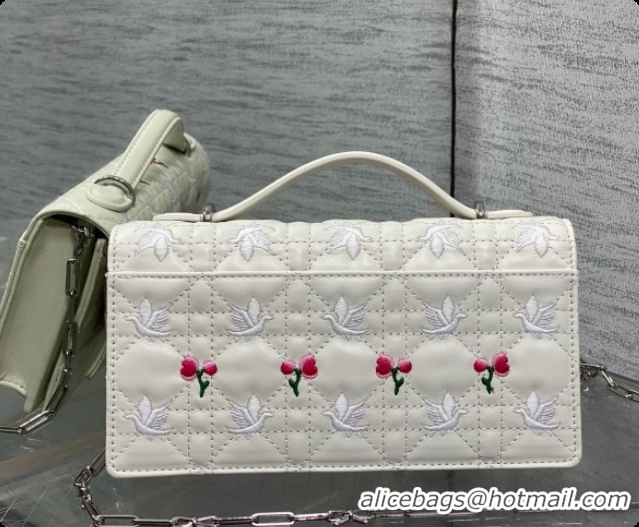 Buy Cheap Dior Dioramour My Dior Mini Bag in White Cannage Lambskin with Doves & Roses Motif Embroidery D090303 2026