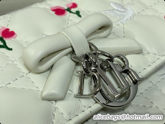 Buy Cheap Dior Dioramour My Dior Mini Bag in White Cannage Lambskin with Doves & Roses Motif Embroidery D090303 2026