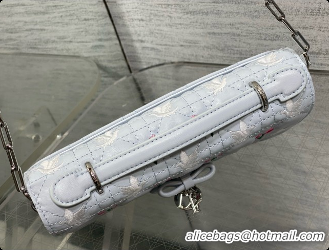 Buy Discount Dior Dioramour My Dior Mini Bag in Blue Gray Cannage Lambskin with Doves & Roses Motif Embroidery D090304 2
