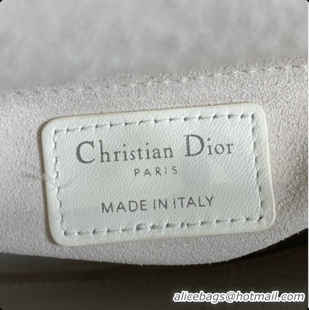 Classic Practical Dior Small Lady Dior Bag in Cannage Lambskin with Doves & Roses Motif Embroidery D090306 White/Black 2
