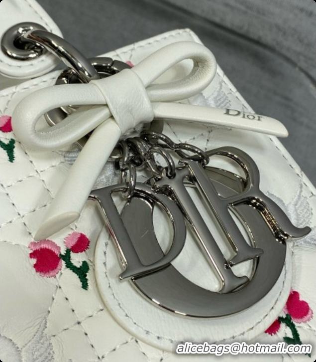 Buy Cheap Dior Small Lady Dior Bag in Cannage Lambskin with Doves & Roses Motif Embroidery D090308 White 2026