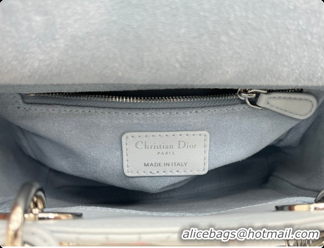Pretty Style Dior Small Lady Dior Bag in Cannage Lambskin with Doves & Roses Motif Embroidery D090310 Blue Gray 2026