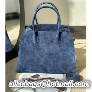 Top Grade The Row Margaux 12 Tote Bag in Suede 8818M Blue 2026