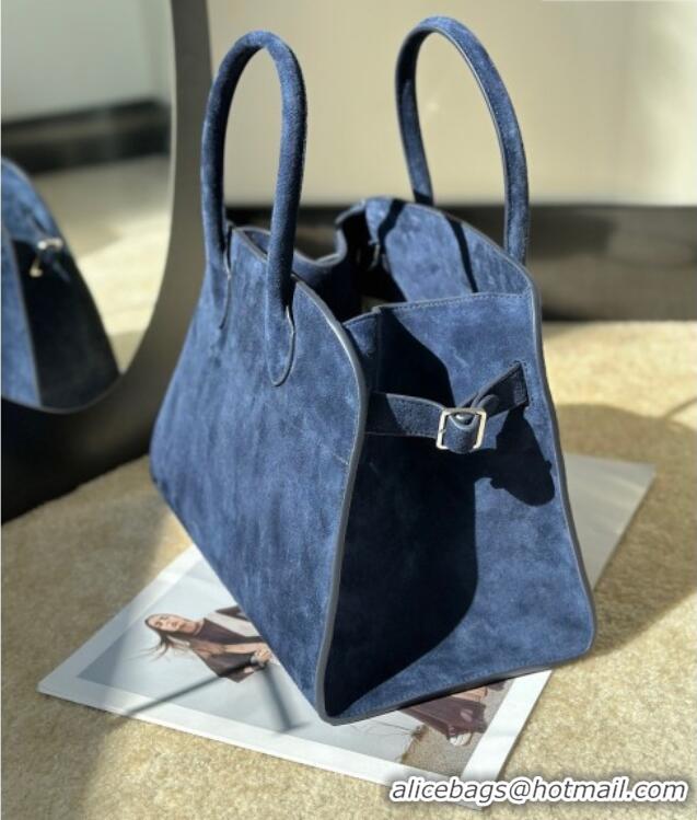 Top Grade The Row Margaux 12 Tote Bag in Suede 8818M Blue 2026