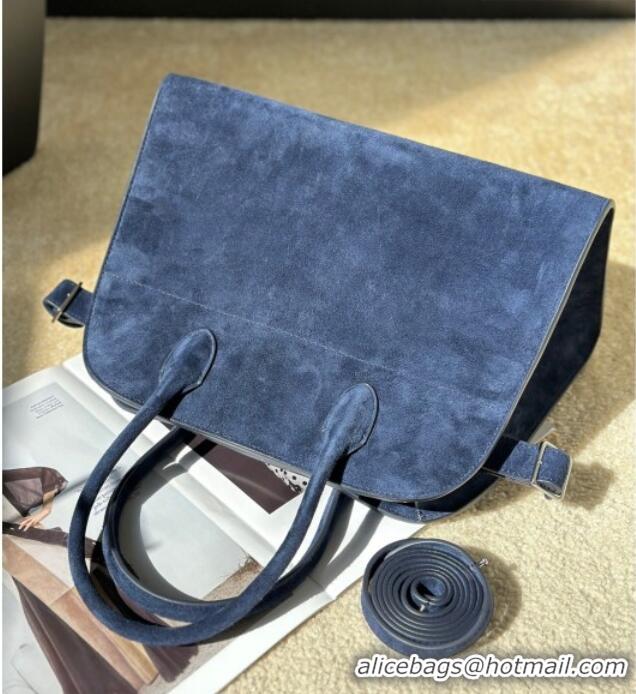 Top Grade The Row Margaux 12 Tote Bag in Suede 8818M Blue 2026