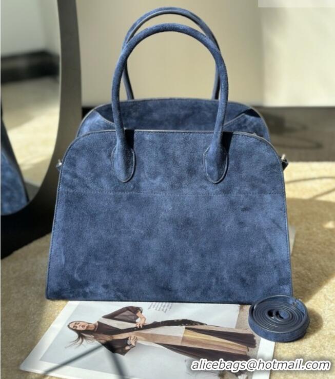 Top Grade The Row Margaux 12 Tote Bag in Suede 8818M Blue 2026