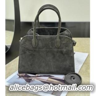 Luxury Discount The Row Margaux 10 Tote Bag in Suede 8818S Green 2026