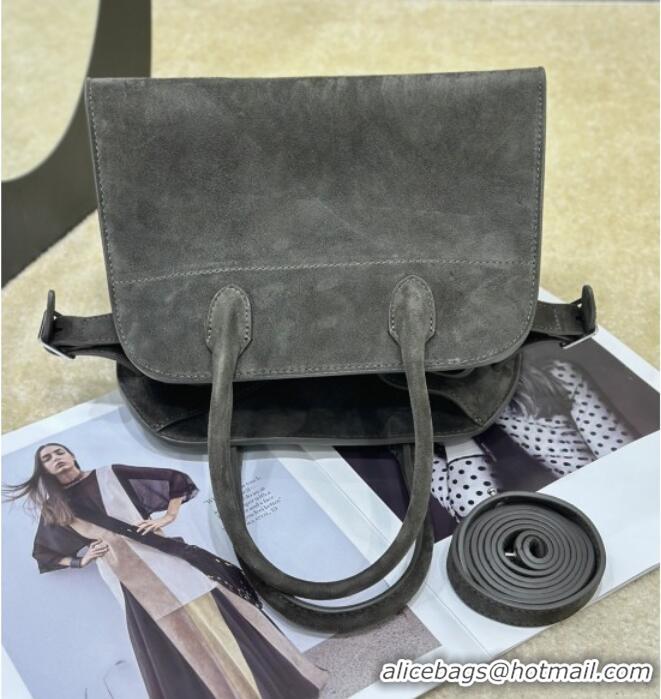 Luxury Discount The Row Margaux 10 Tote Bag in Suede 8818S Green 2026