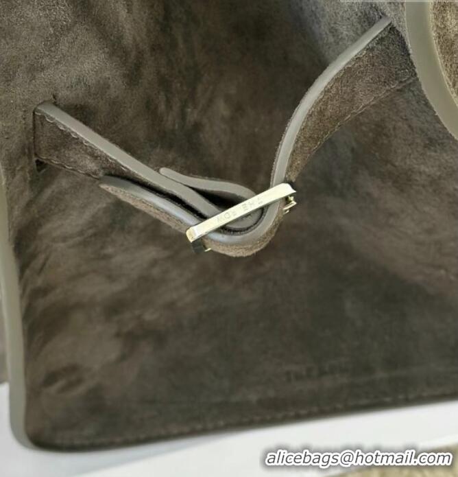 Luxury Discount The Row Margaux 10 Tote Bag in Suede 8818S Green 2026