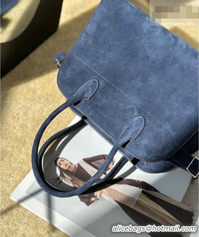 Buy Fashionable The Row Margaux 10 Tote Bag in Suede 8818S Blue 2026