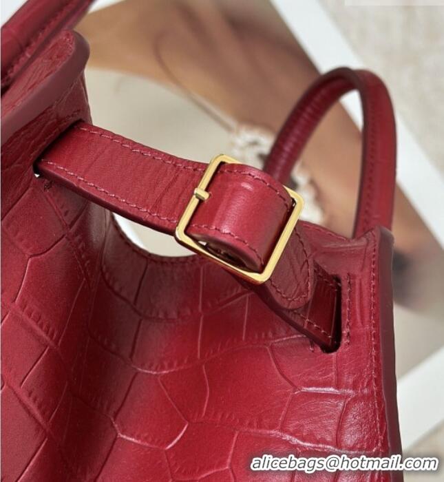 New Discount The Row Margaux 10 Tote Bag in Samanta Crocodile Embossed Leather 8818S Red 2026