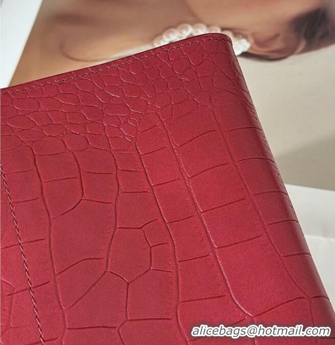 New Discount The Row Margaux 10 Tote Bag in Samanta Crocodile Embossed Leather 8818S Red 2026