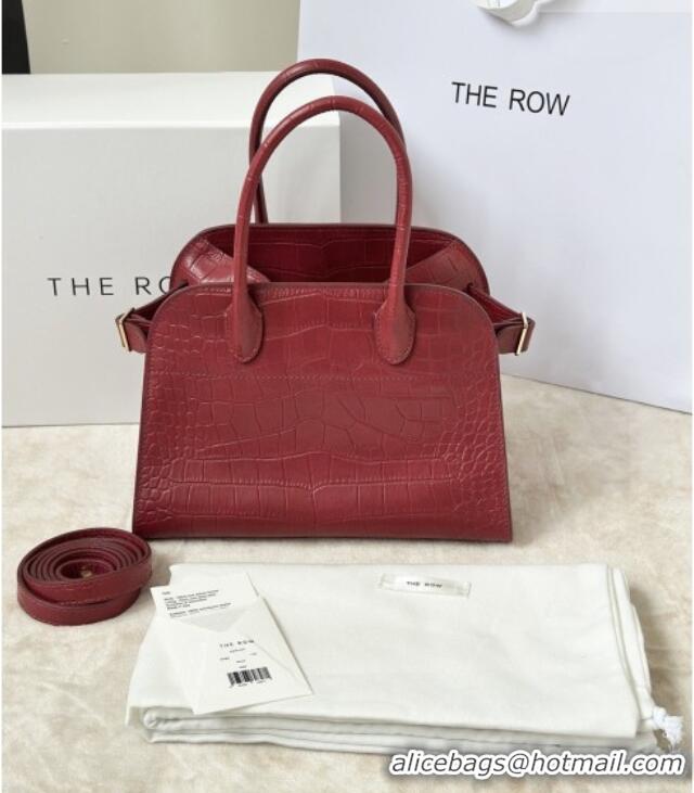 New Discount The Row Margaux 10 Tote Bag in Samanta Crocodile Embossed Leather 8818S Red 2026