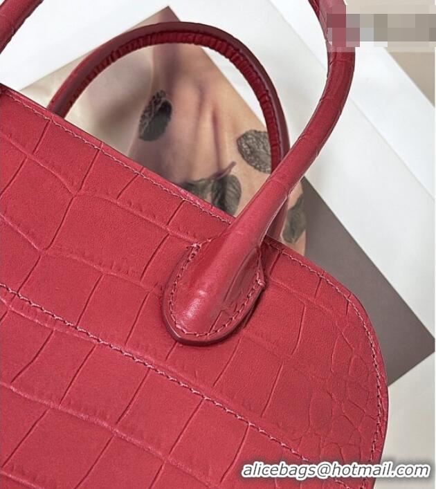 New Discount The Row Margaux 10 Tote Bag in Samanta Crocodile Embossed Leather 8818S Red 2026