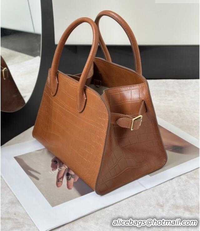 Shop Discount The Row Margaux 10 Tote Bag in Samanta Crocodile Embossed Leather 8818S Gold-Tone 2026