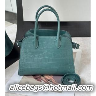 Best Grade The Row Margaux 10 Tote Bag in Samanta Crocodile Embossed Leather 8818S Green 2026