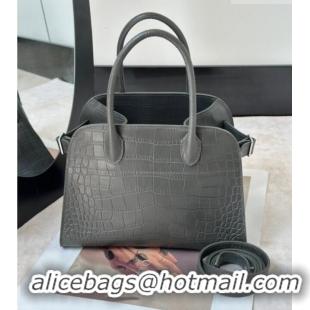Best Price The Row Margaux 10 Tote Bag in Samanta Crocodile Embossed Leather 8818S Dark Green 2026