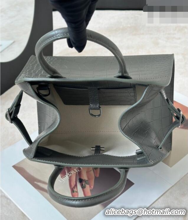 Best Price The Row Margaux 10 Tote Bag in Samanta Crocodile Embossed Leather 8818S Dark Green 2026