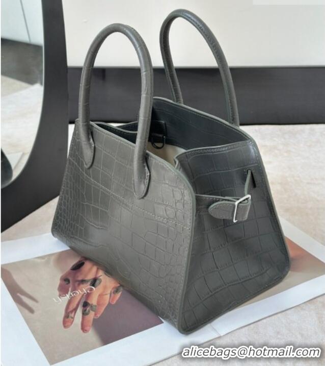 Best Price The Row Margaux 10 Tote Bag in Samanta Crocodile Embossed Leather 8818S Dark Green 2026