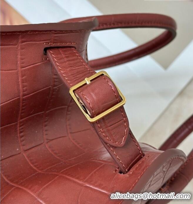Well Crafted The Row Margaux 10 Tote Bag in Samanta Crocodile Embossed Leather 8818S Burgundy 2026