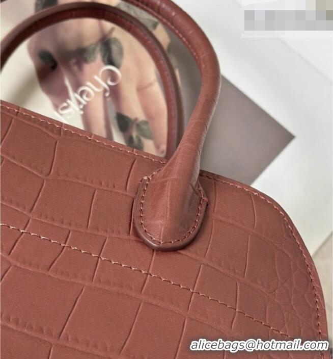 Well Crafted The Row Margaux 10 Tote Bag in Samanta Crocodile Embossed Leather 8818S Burgundy 2026