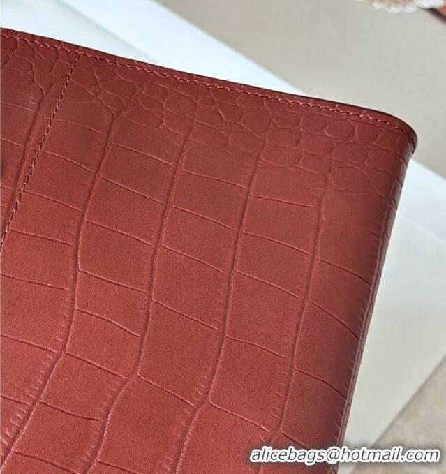 Well Crafted The Row Margaux 10 Tote Bag in Samanta Crocodile Embossed Leather 8818S Burgundy 2026
