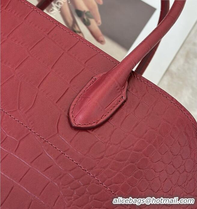 Famous Brand The Row Margaux 15 Tote Bag in Samanta Crocodile Embossed Leather 8818L Red 2026