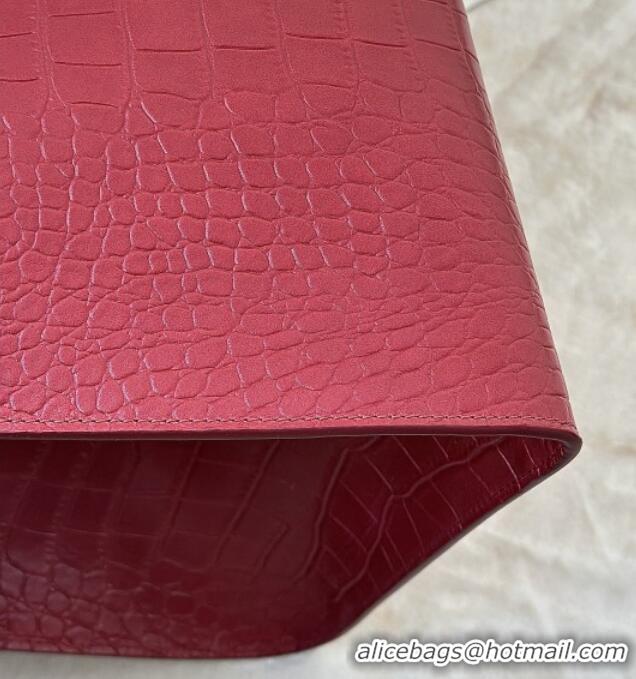 Famous Brand The Row Margaux 15 Tote Bag in Samanta Crocodile Embossed Leather 8818L Red 2026