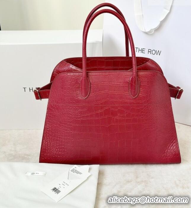 Famous Brand The Row Margaux 15 Tote Bag in Samanta Crocodile Embossed Leather 8818L Red 2026