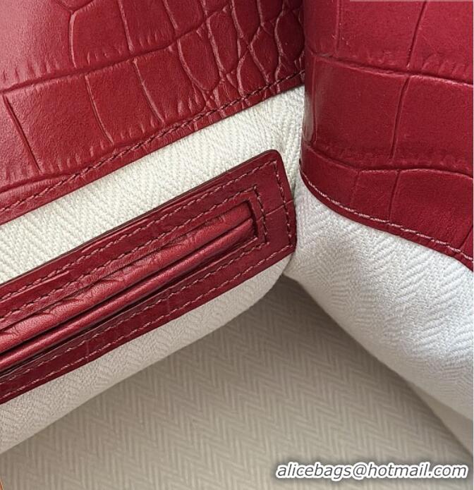 Famous Brand The Row Margaux 15 Tote Bag in Samanta Crocodile Embossed Leather 8818L Red 2026