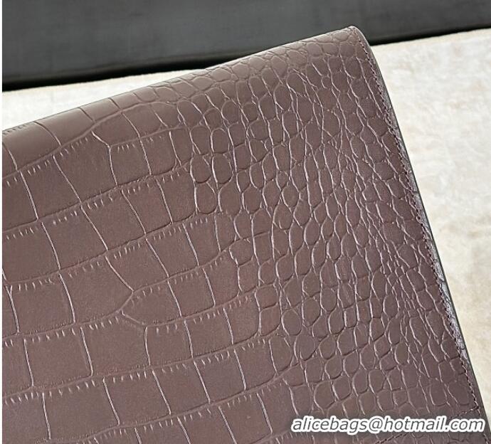 Top Design The Row Margaux 15 Tote Bag in Samanta Crocodile Embossed Leather 8818L Dark Brown 2026