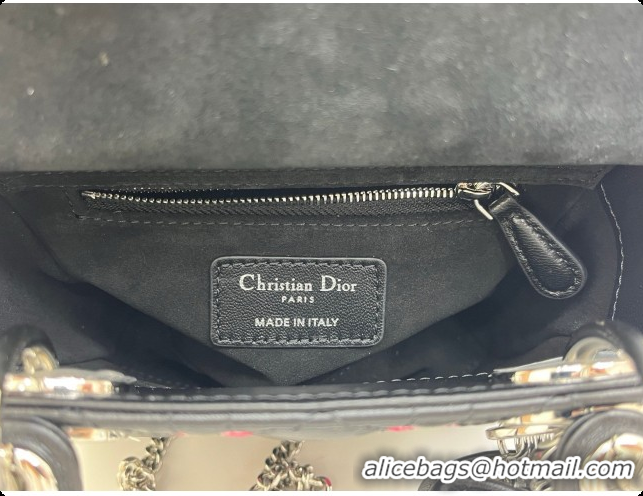 Best Price Dior Mini Lady Dior Bag in Cannage Lambskin with Doves & Roses Motif Embroidery D090311 Black 2026